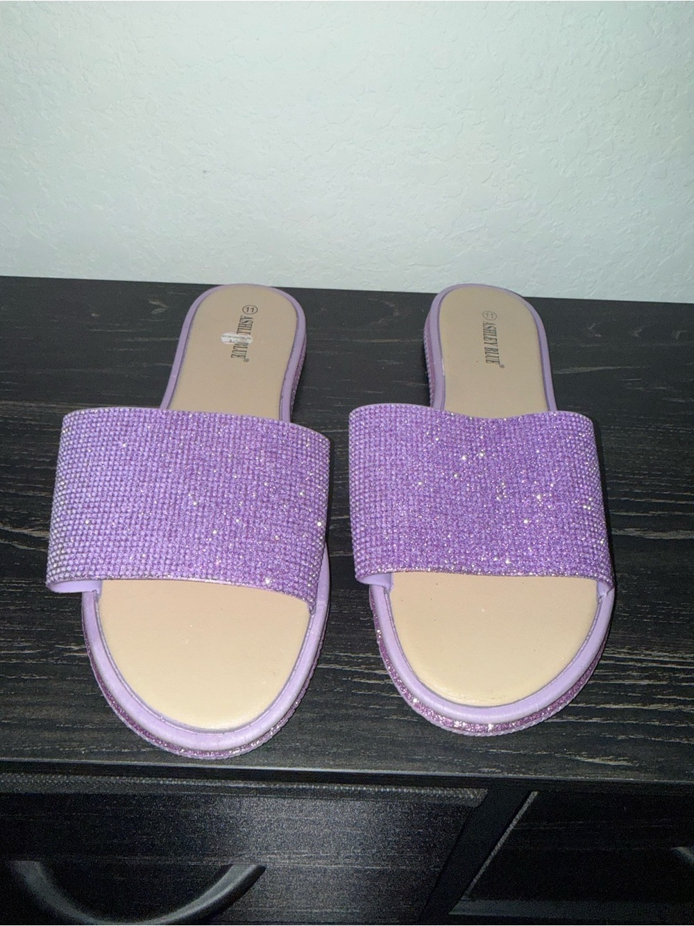 Ashley Blue Women's Rhinestone Slide Sandals
